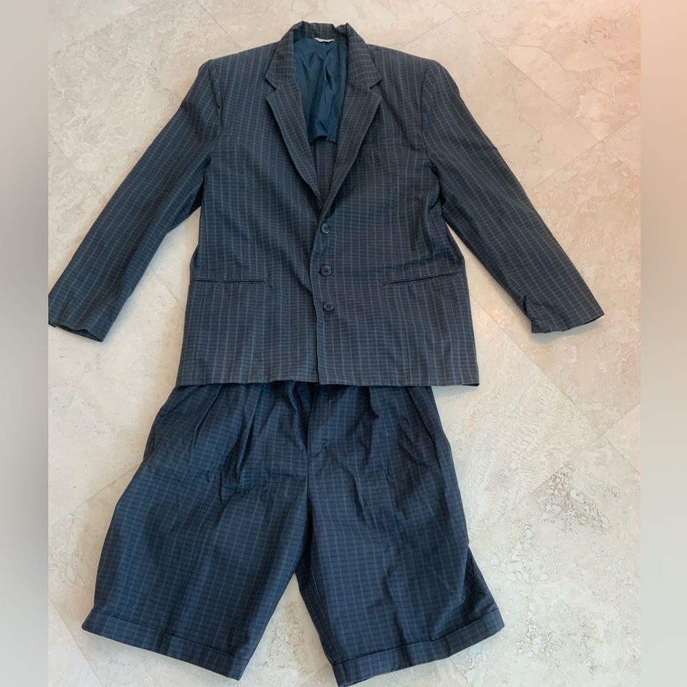 Men's Preppy Classic Navy/Green Checkered Suit Sz Med